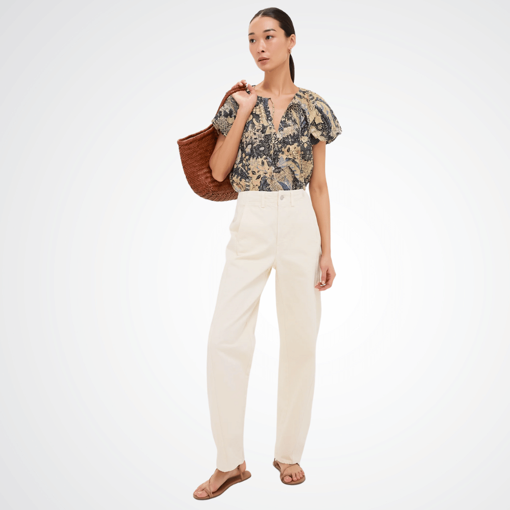 Ulla Johnson Issa Short Sleeve Round Neck Top in Bellflower Print ULLA JOHNSON Designer fashion shop online and in store High End fashion boutique Sydney Australia Riada Concept