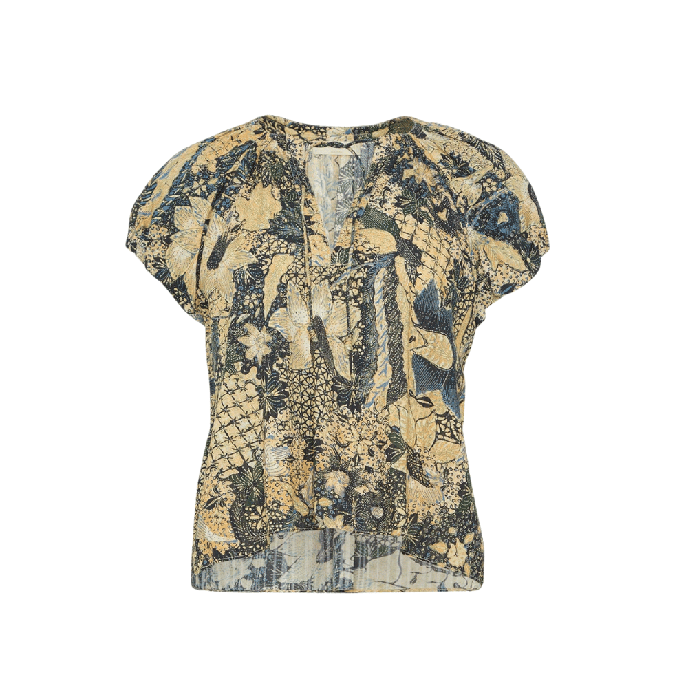 Ulla Johnson Issa Short Sleeve Round Neck Top in Bellflower Print ULLA JOHNSON Designer fashion shop online and in store High End fashion boutique Sydney Australia Riada Concept