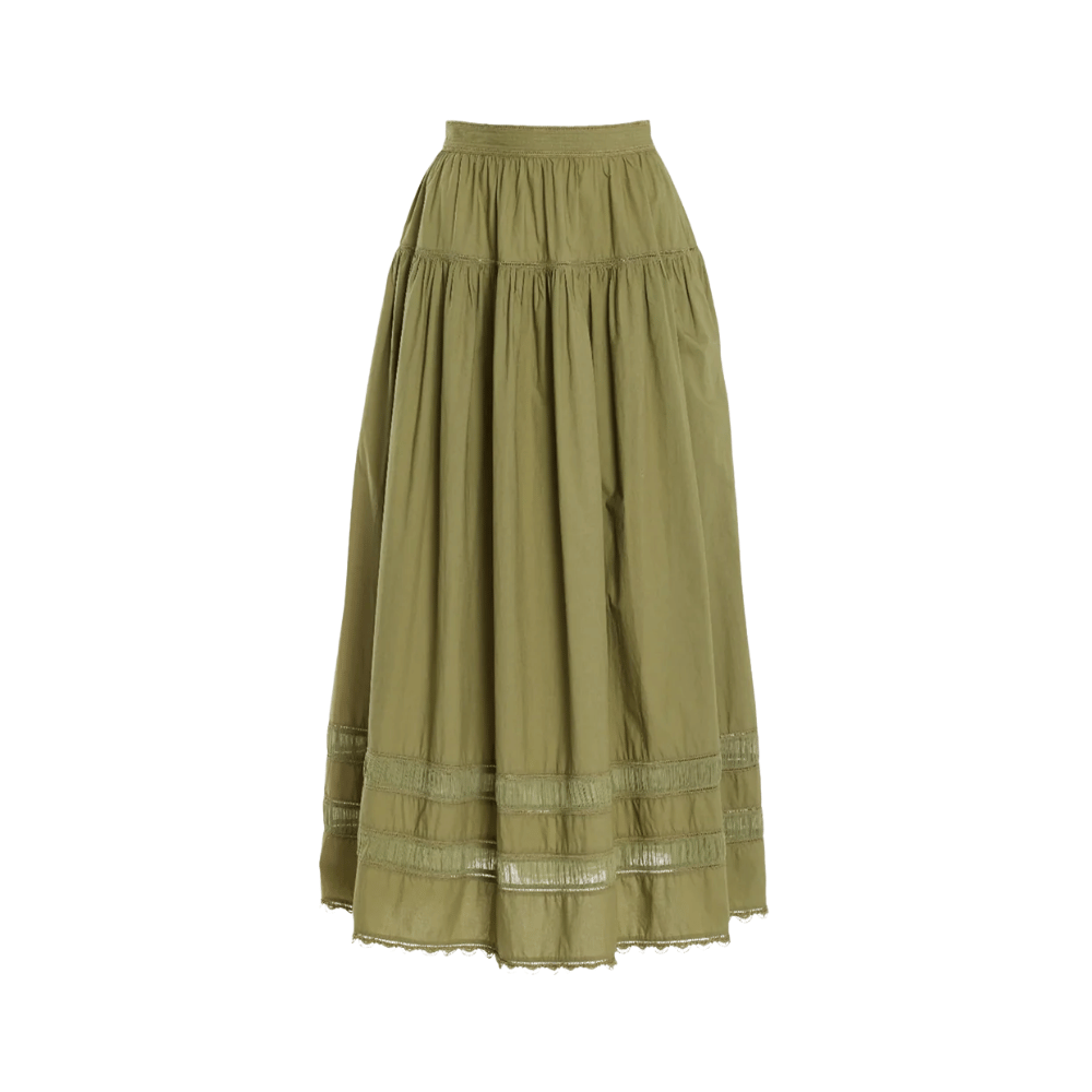 Ulla Johnson Harlow A-Line Midi Skirt in Lichen Green ULLA JOHNSON Designer fashion shop online and in store High End fashion boutique Sydney Australia Riada Concept