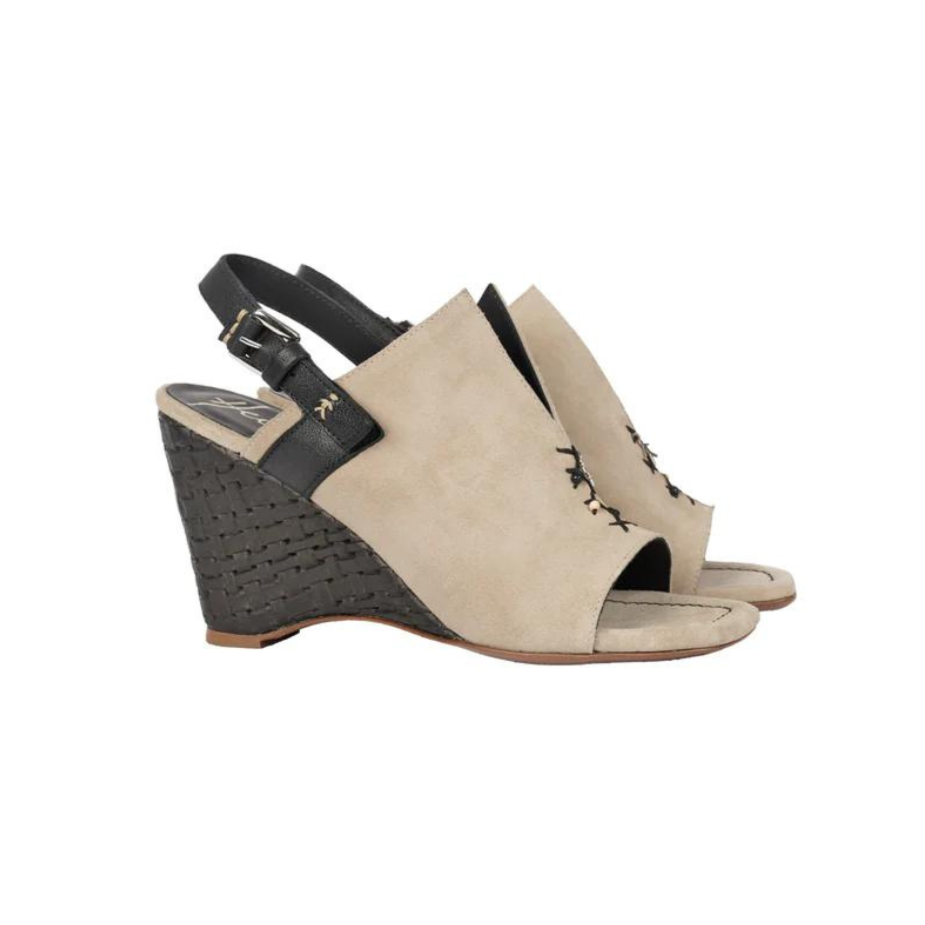 Henry Beguelin Camoscio Vintage Wedge Sandal in Beige HENRY BEGUELIN Designer fashion handbags shop online and in store High End fashion boutique Sydney Australia Riada Concept