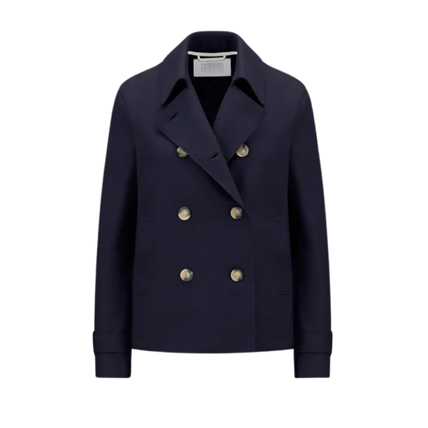 Cropped trench light pressed wool in navy blue