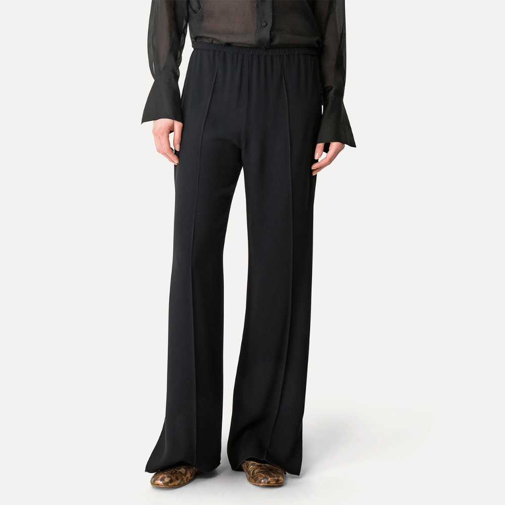 Forte Forte Satin Wide-Leg Palazzo Trousers in Black FORTE FORTE Designer fashion shop online and in store High End fashion boutique Sydney Australia Riada Concept