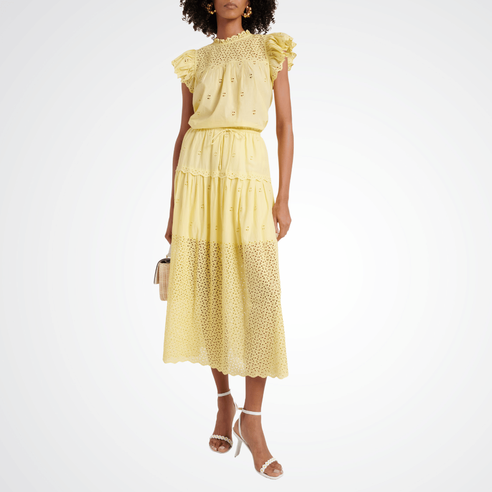 Ulla Johnson Lucia Midi Skirt in Yellow ULLA JOHNSON Designer fashion shop online and in store High End fashion boutique Sydney Australia Riada Concept