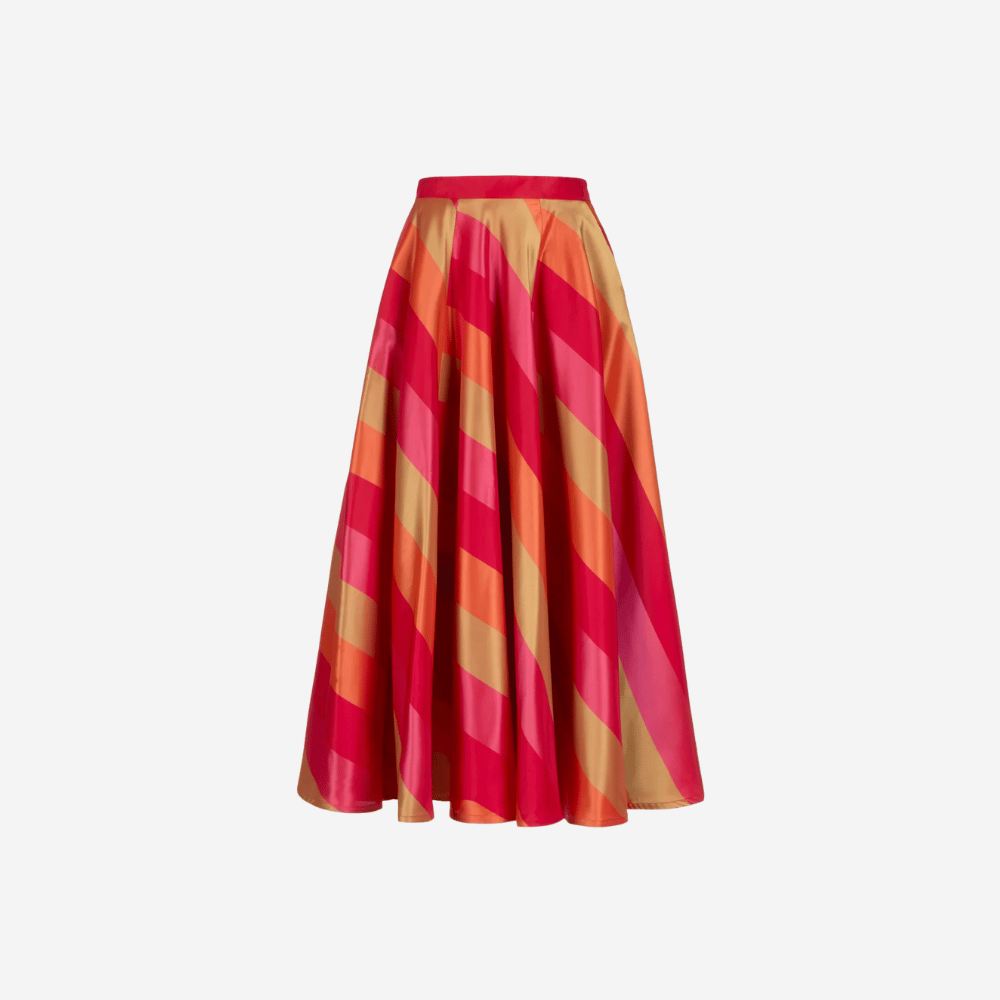 Sara Roka Tabbie 85 Midi Skirt in Red and Orange Stripe – International designer fashion boutique Australia Riada Concept Woollahra