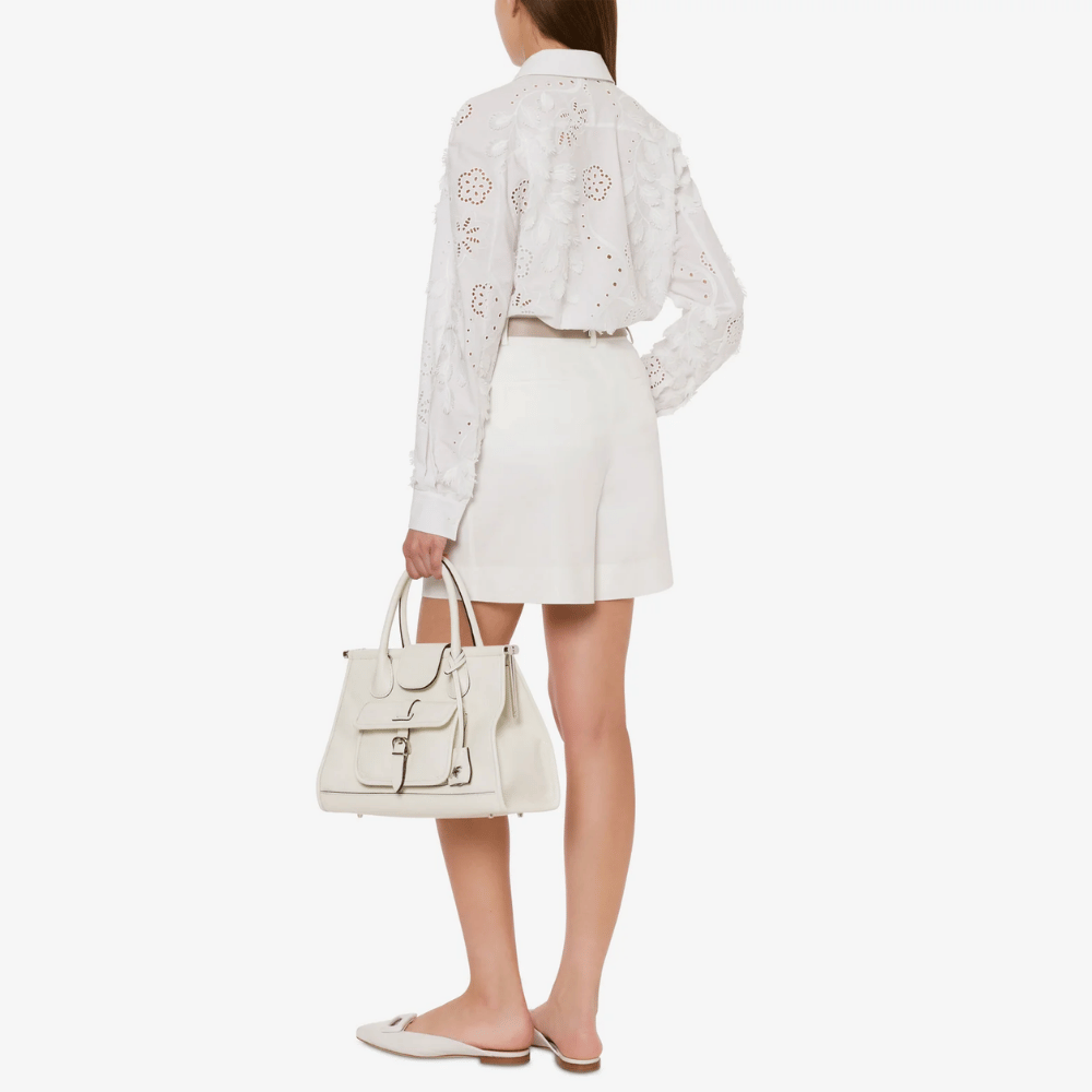 Alberta Ferretti Long Sleeve Relaxed Fit Sangallo Embroidered Shirt in White Alberta Ferretti Australia Stockist Australia Online Riada Concept Luxury Fashion Boutique