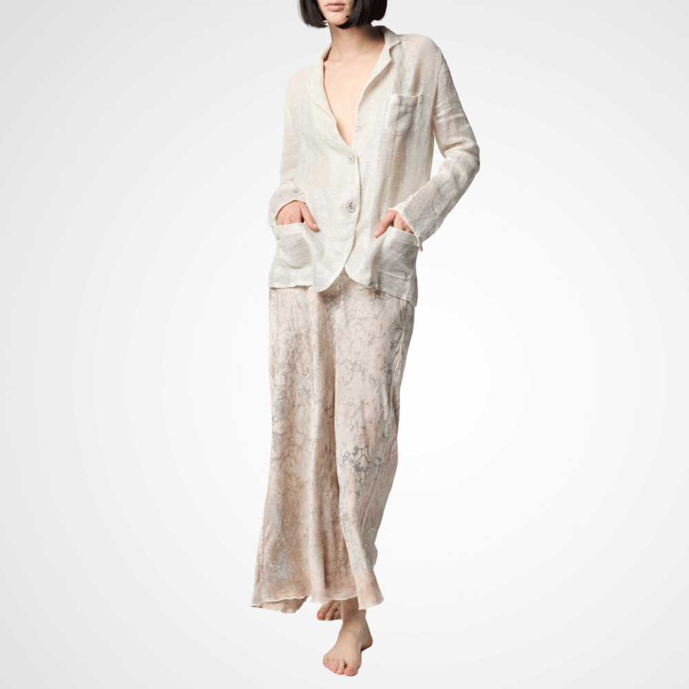 Avant Toi Hip Length Woven Jacket in Lamina Silver Avant Toi Luxury knitwear stockist Australia Riada Concept online Sydney Designer fashion shop online and in store High End fashion boutique Sydney Australia Riada Concept