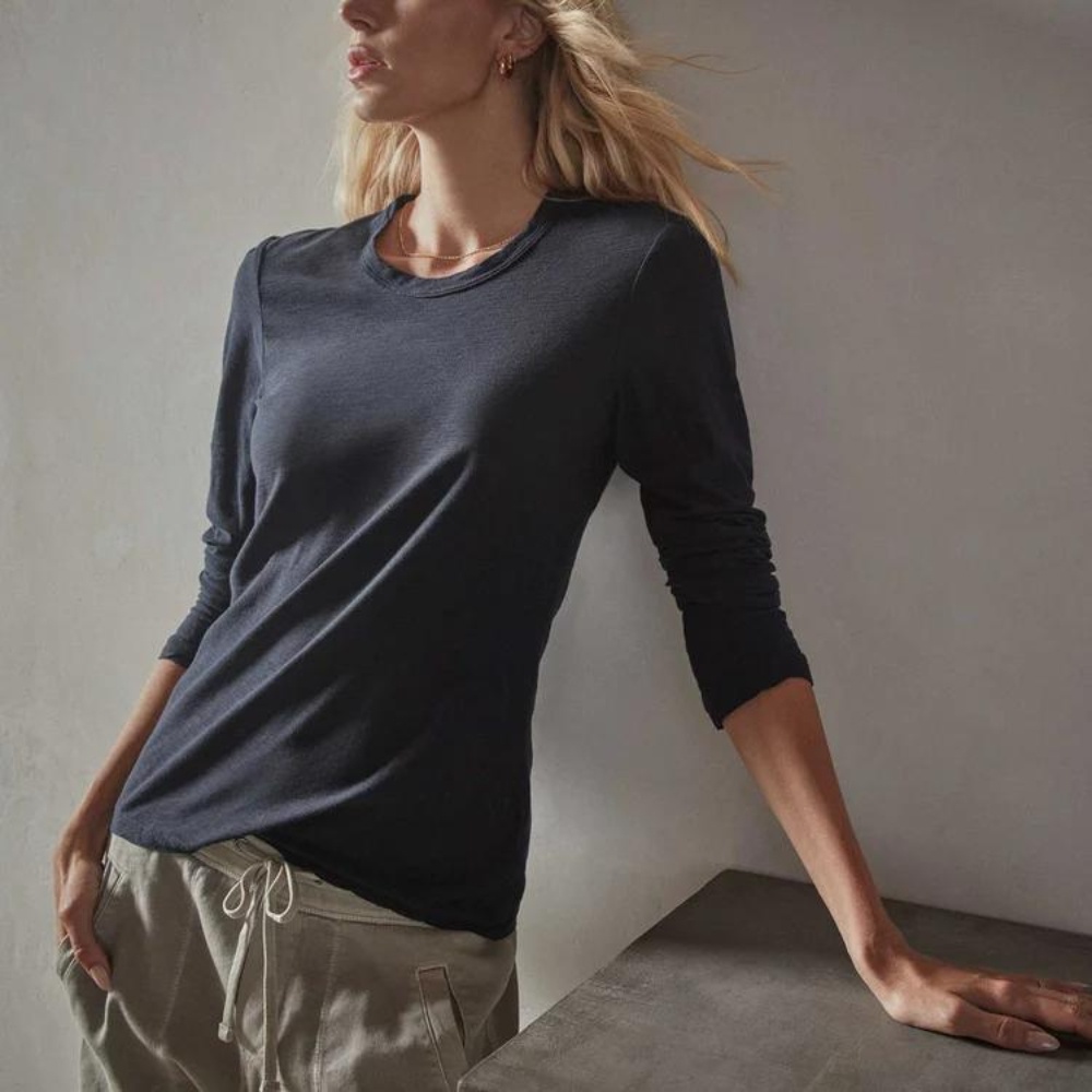 Sheer Slub LS Crew in Deep