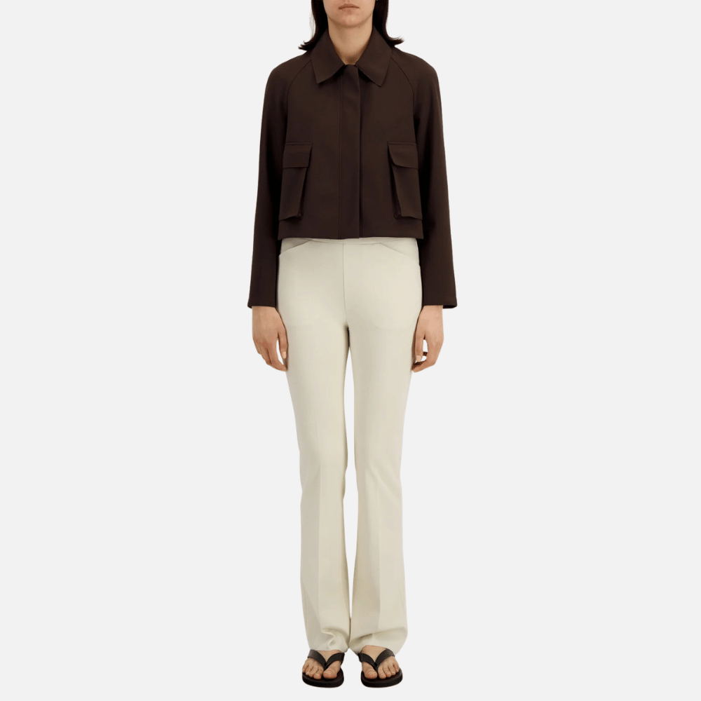 Harris Wharf London Cropped Scuba Raglan Jacket in Dark Brown – International designer fashion boutique Australia Riada Concept Woollahra