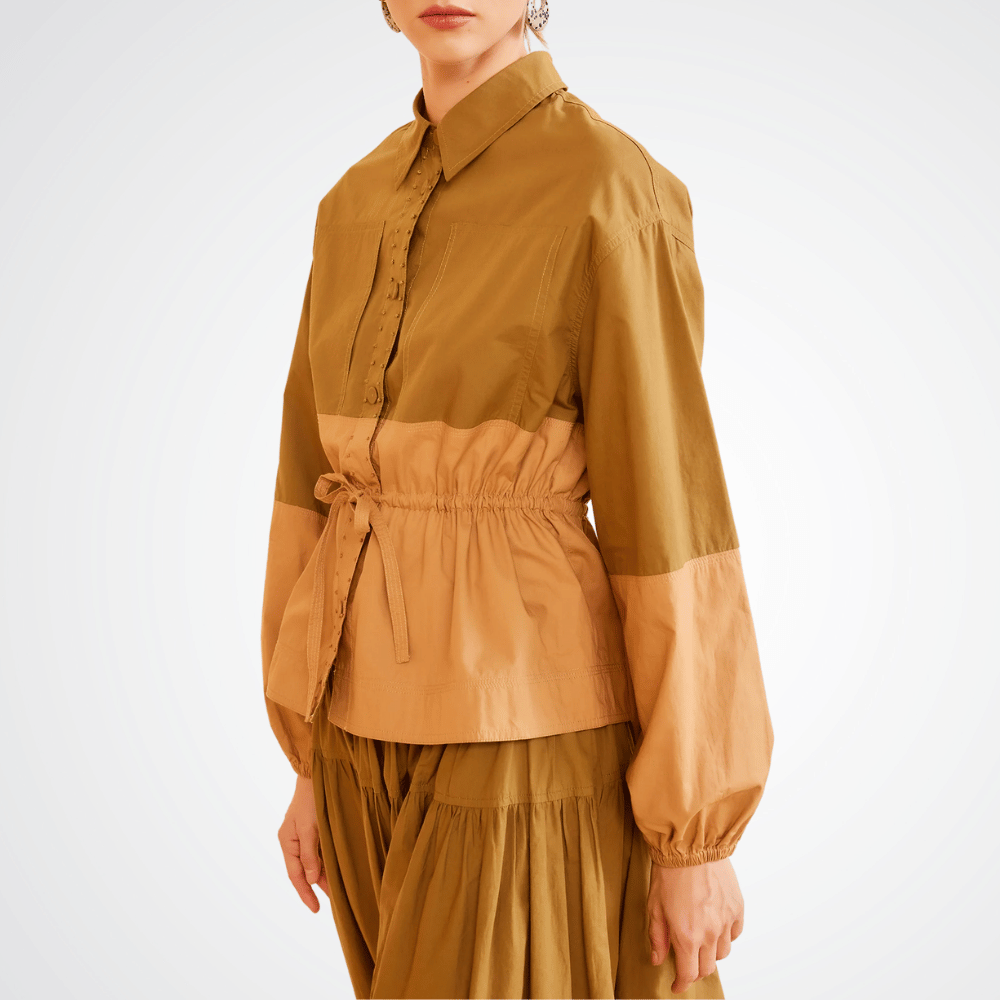 Ulla Johnson Arlo Jacket in Sahara Colourblock ULLA JOHNSON Designer fashion shop online and in store High End fashion boutique Sydney Australia Riada Concept