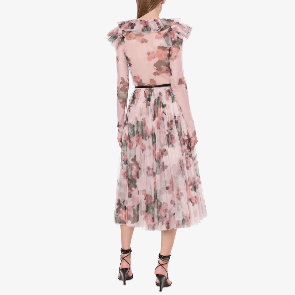 Philosophy di Lorenzo Serafini Tulle Longuette Skirt in Pink Floral, international luxury fashion brands available at Riada Concept Woollahra, Sydney Australia and online