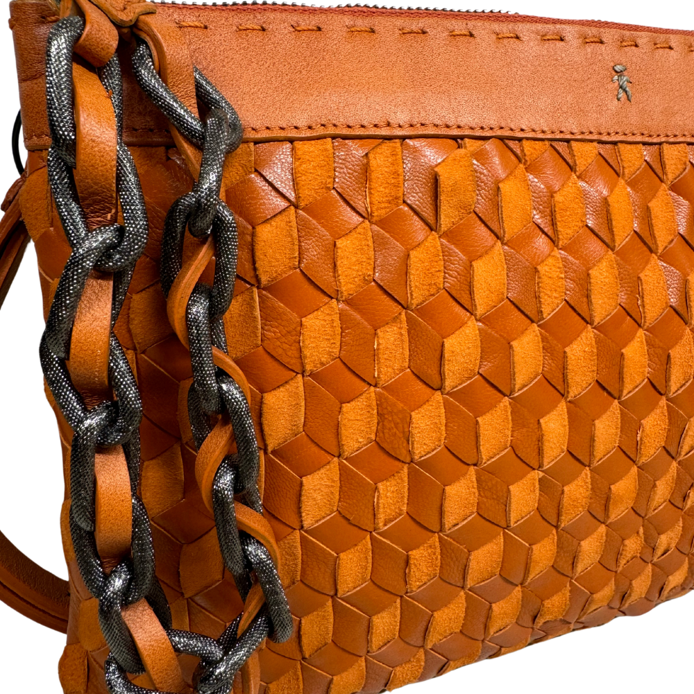 Zip Clutch Gioiello Intreccio 3D bag in arancio