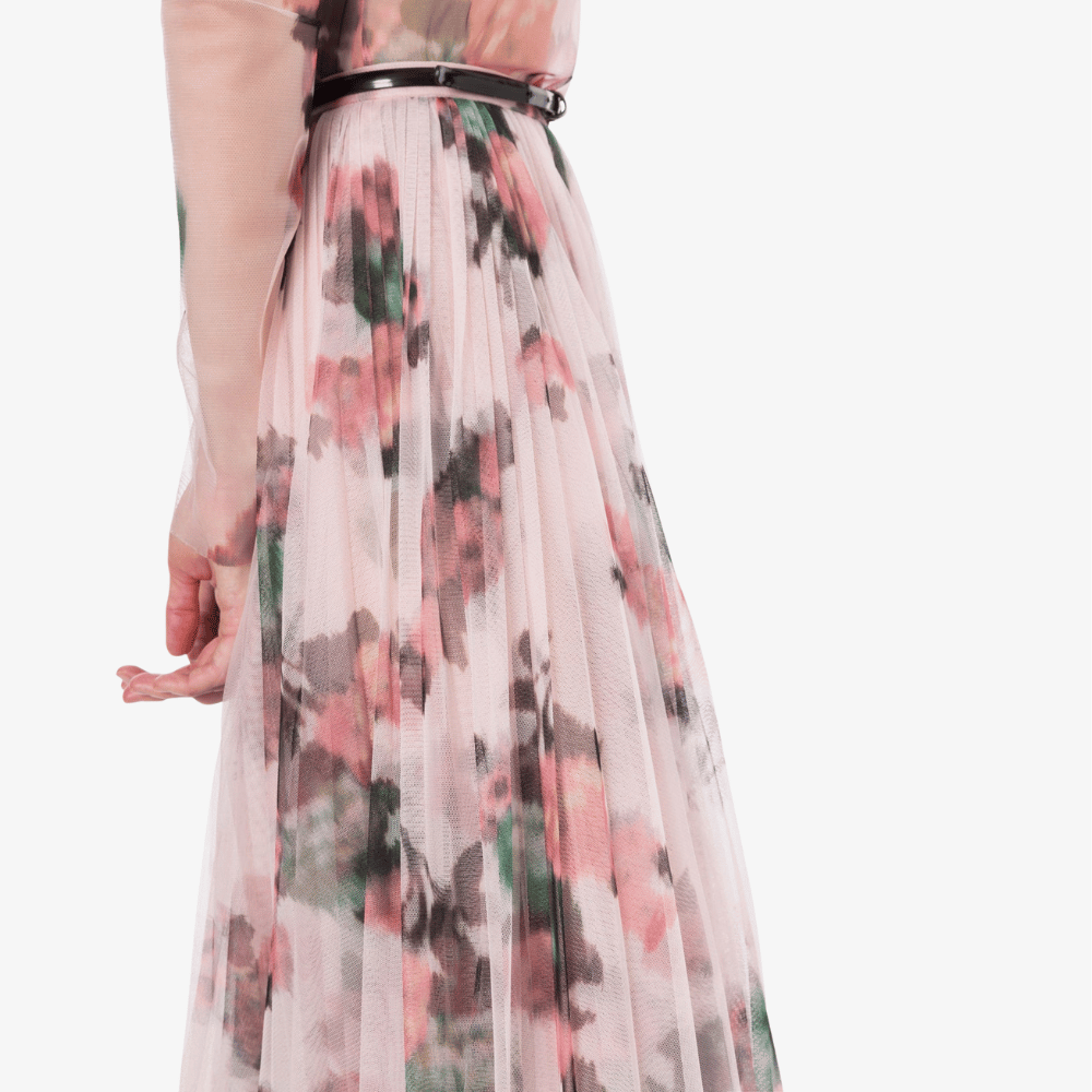 Philosophy di Lorenzo Serafini Tulle Longuette Skirt in Pink Floral, international luxury fashion brands available at Riada Concept Woollahra, Sydney Australia and online