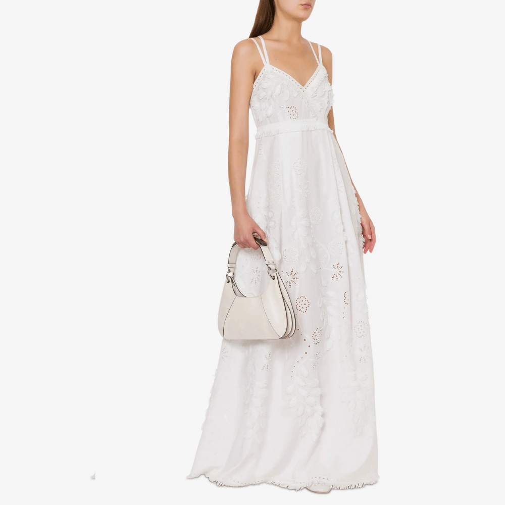 Alberta Ferretti Sleeveless Sangallo Embroidered Lined Maxi Dress in White Alberta Ferretti Australia Stockist Australia Online Riada Concept Luxury Fashion Boutique