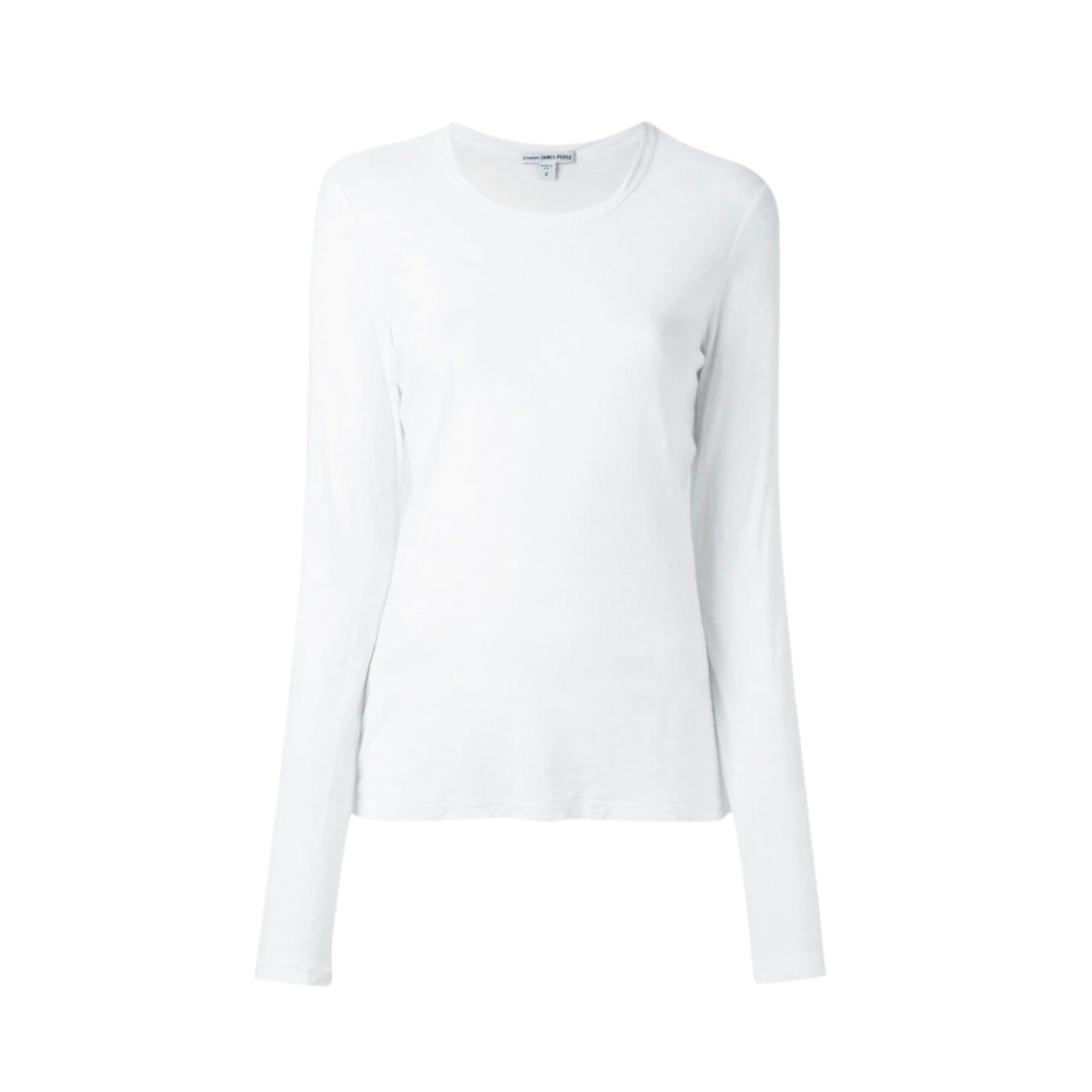 Sheer Slub LS Crew in White