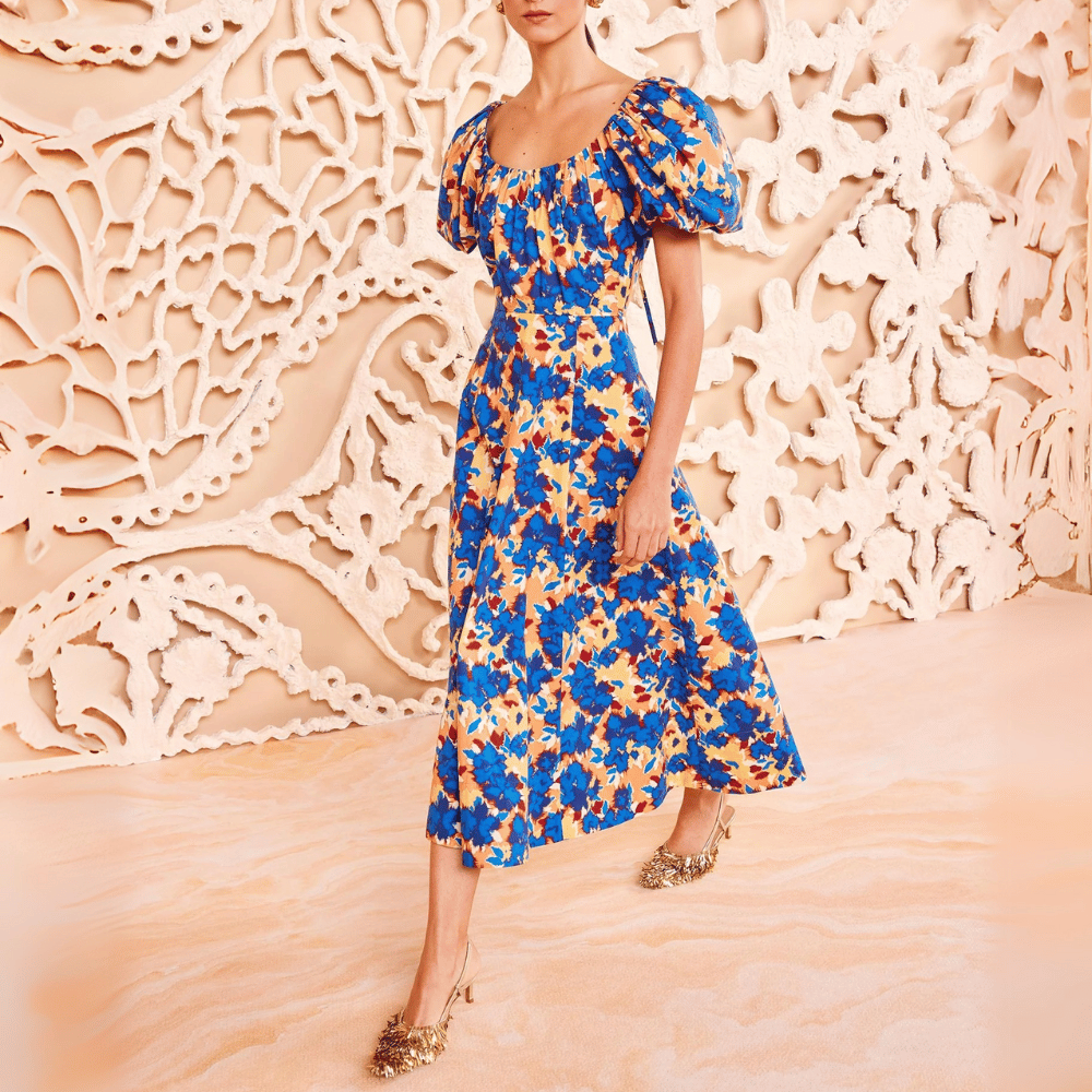 Ulla Johnson Imara A-Line Midi Dress in Wild Flower Print ULLA JOHNSON Designer fashion shop online and in store High End fashion boutique Sydney Australia Riada Concept
