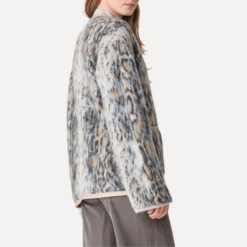 Forte Forte Plumes de Python Jacquard Alpaca Short Coat in Notte Blue FORTE FORTE Designer fashion shop online and in store High End fashion boutique Sydney Australia Riada Concept