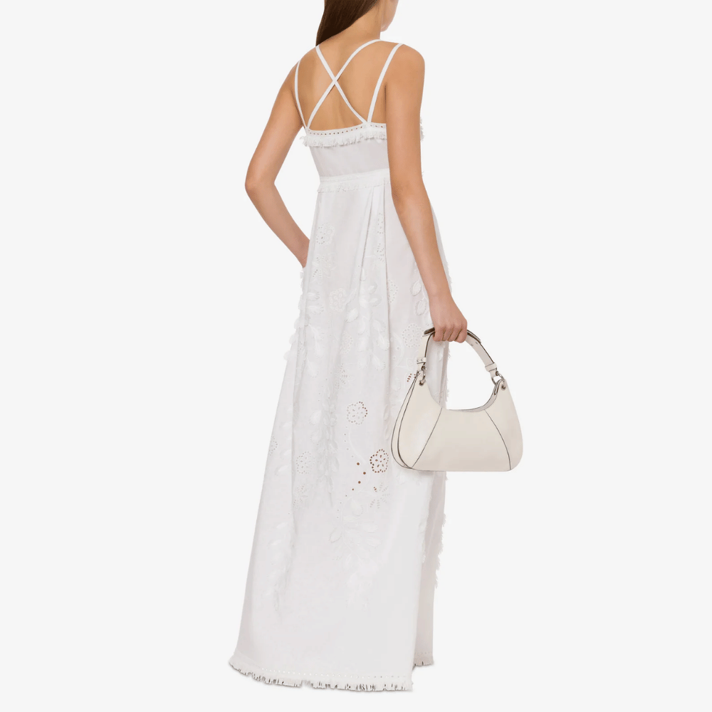 Alberta Ferretti Sleeveless Sangallo Embroidered Lined Maxi Dress in White Alberta Ferretti Australia Stockist Australia Online Riada Concept Luxury Fashion Boutique