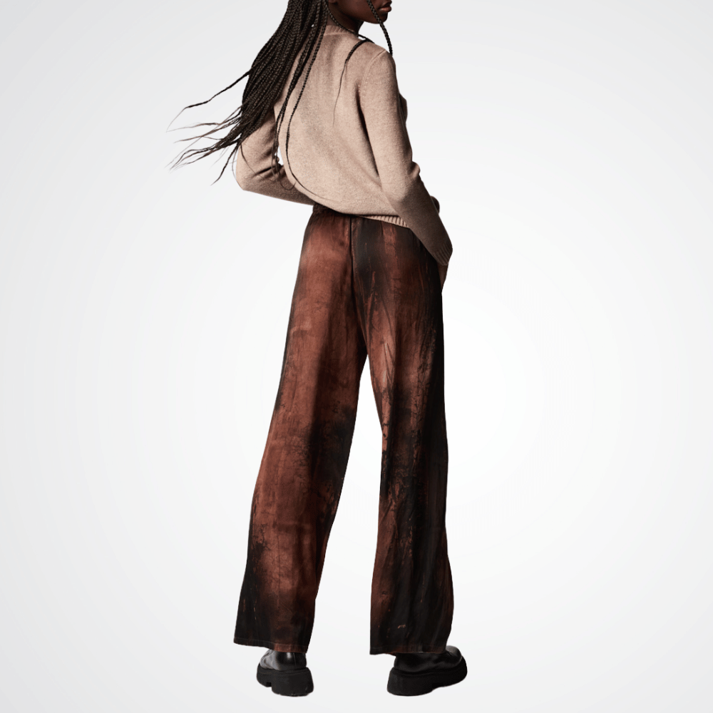 Avant Toi Dark Marmo Effect Silk Palazzo Pants in Brownie Avant Toi Luxury knitwear stockist Australia Riada Concept online Sydney Designer fashion shop online and in store High End fashion boutique Sydney Australia Riada Concept