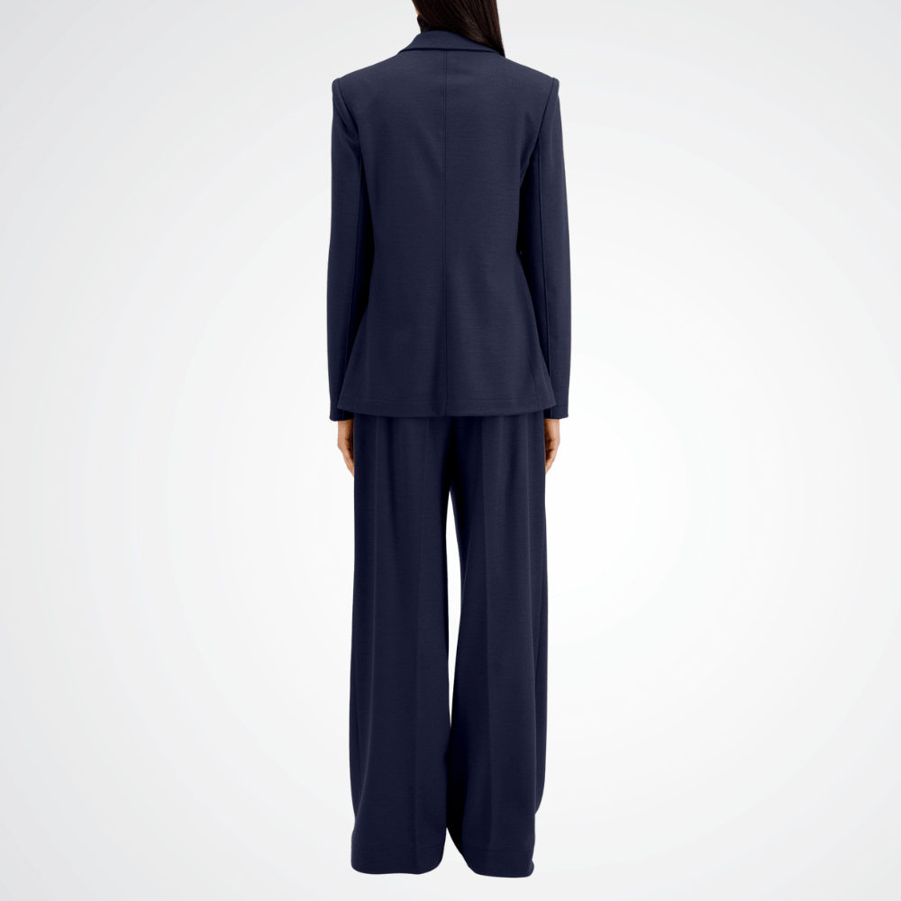 Harris Wharf London Tailored Hip Length Double-Breasted Padded-Shoulder Blazer in Navy Blue HARRIS WHARF LONDON Designer fashion shop online and in store High End fashion boutique Sydney Australia Riada Concept