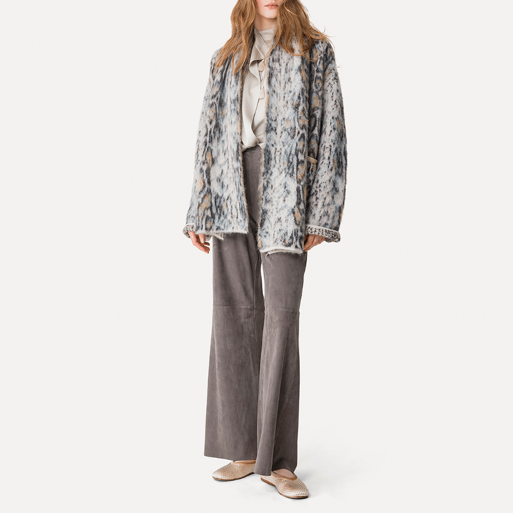 Forte Forte Plumes de Python Jacquard Alpaca Short Coat in Notte Blue FORTE FORTE Designer fashion shop online and in store High End fashion boutique Sydney Australia Riada Concept