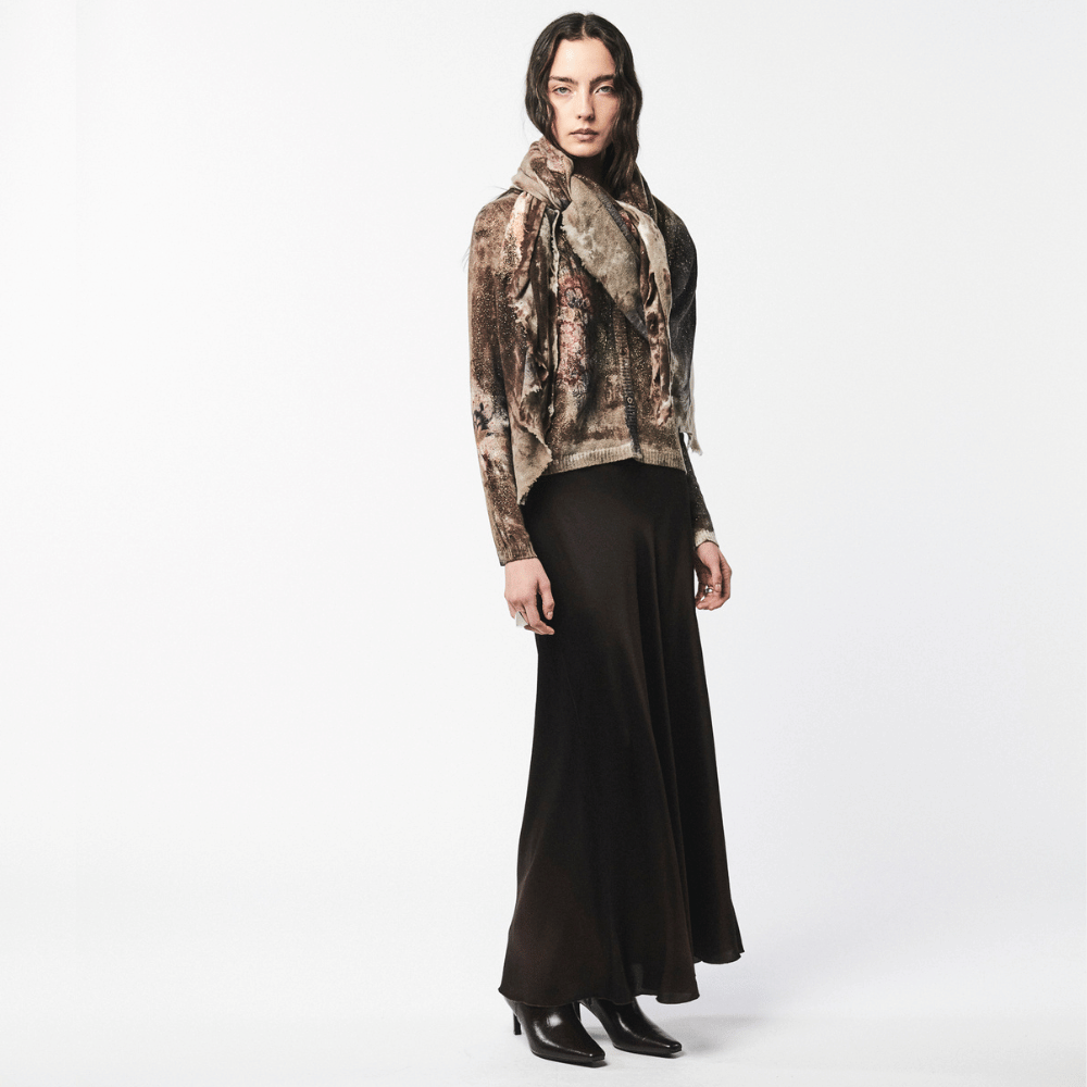 Laminated Light Cashmere Foulard Scarf with Needle Punching in Yak - International designer fashion boutique Australia Riada Concept Woollahra