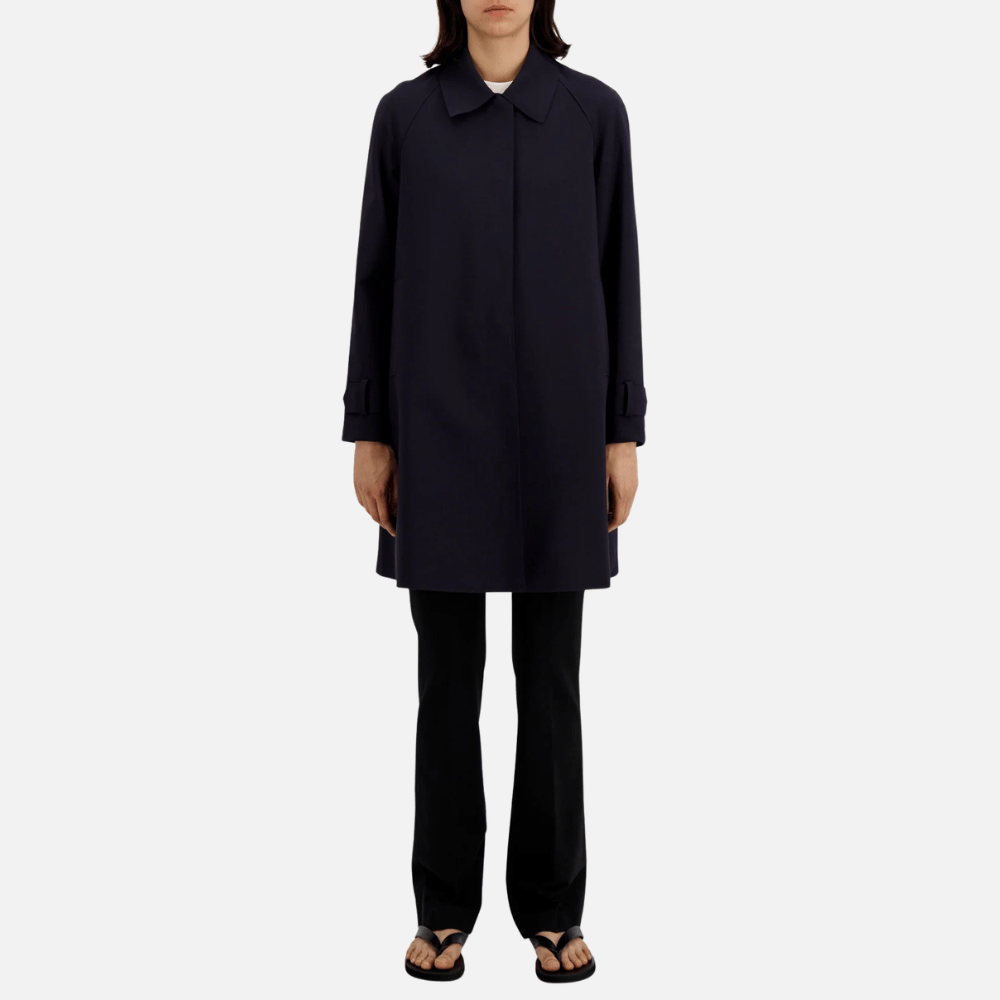 Harris Wharf London Scuba A-Line Trench Coat in Navy – International designer fashion boutique Australia Riada Concept Woollahra
