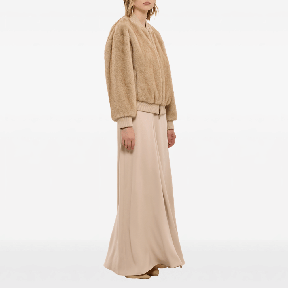 P.A.R.O.S.H. Faux Fur Hooded Jacket in Sand – International designer fashion boutique Australia Riada Concept Woollahra