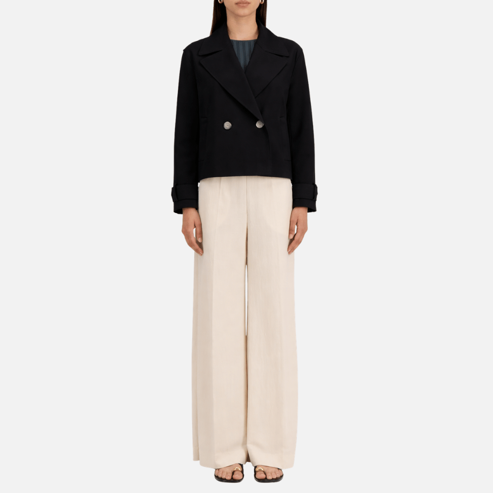 Harris Wharf London Scuba Cropped Peacoat Jacket in Black – International designer fashion boutique Australia Riada Concept Woollahra