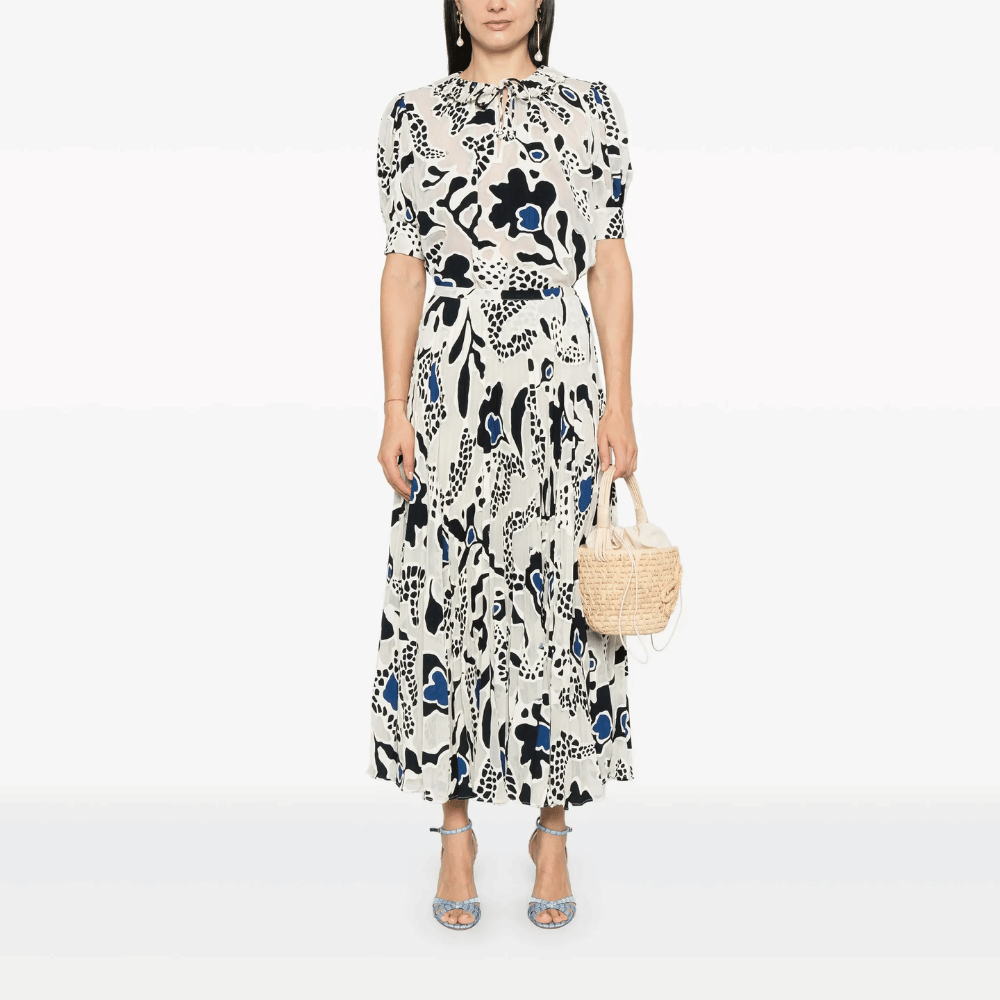 Faun Knife Pleat Midi Skirt in Porcelain ULLA JOHNSON Designer fashion shop online and in store High End fashion boutique Sydney Australia Riada Concept