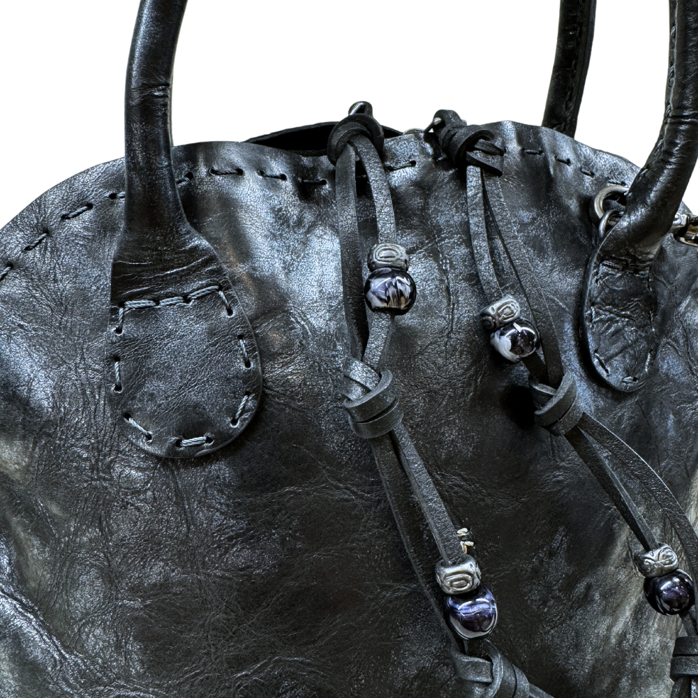 Henry Beguelin Crossbody Metallic Fungo Bag M Moon in Black