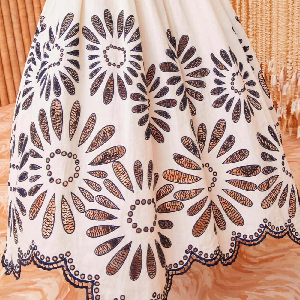 Ulla Johnson Annisa Foral Eyelet Skirt in Porcelain ULLA JOHNSON Designer fashion shop online and in store High End fashion boutique Sydney Australia Riada Concept