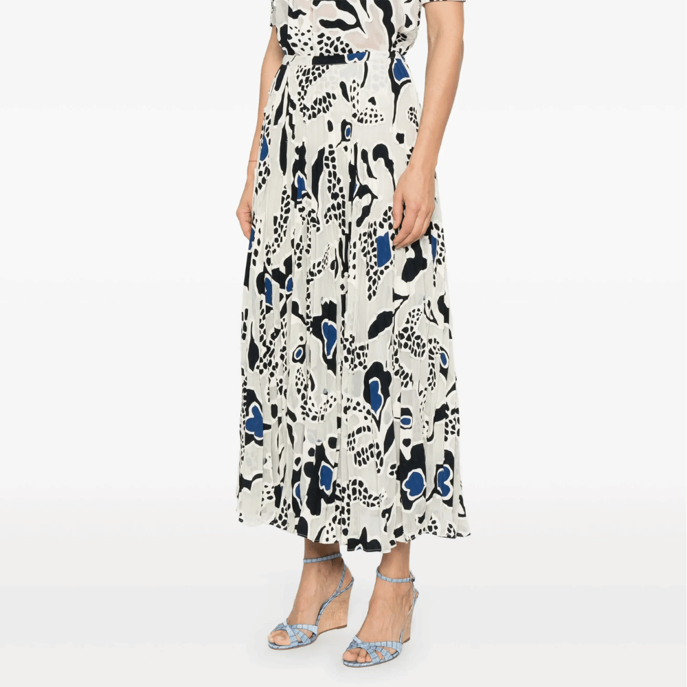 Faun Knife Pleat Midi Skirt in Porcelain ULLA JOHNSON Designer fashion shop online and in store High End fashion boutique Sydney Australia Riada Concept