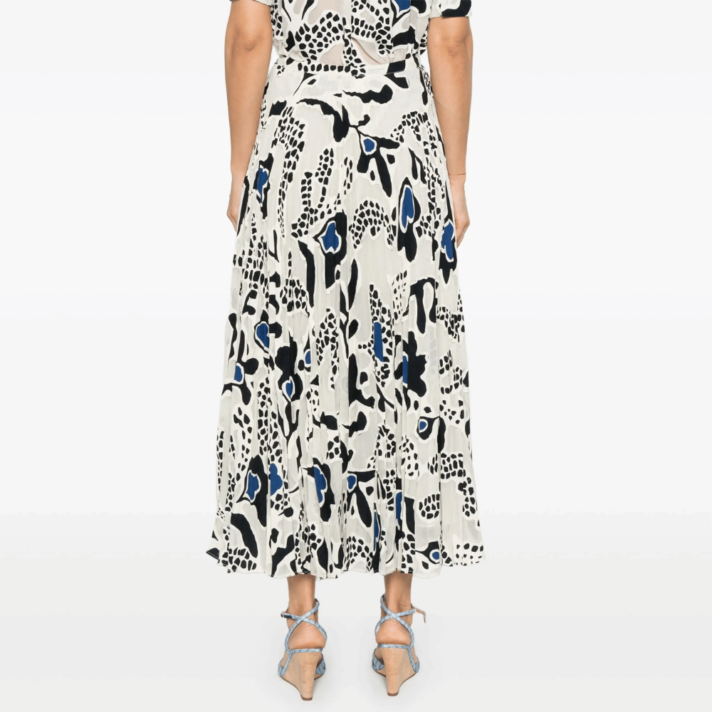 Faun Knife Pleat Midi Skirt in Porcelain ULLA JOHNSON Designer fashion shop online and in store High End fashion boutique Sydney Australia Riada Concept