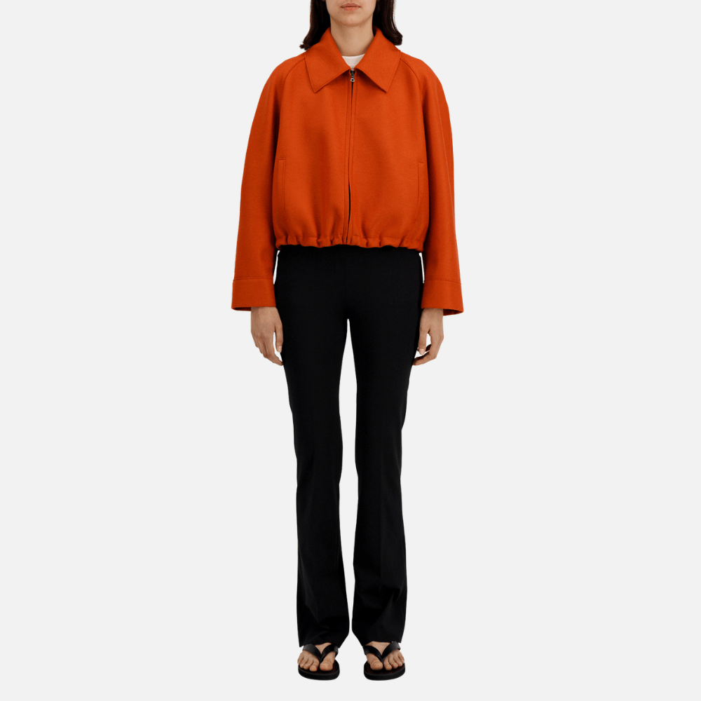 Harris Wharf London Pressed Wool Raglan Drawstring Jacket in Rust – International designer fashion boutique Australia Riada Concept Woollahra