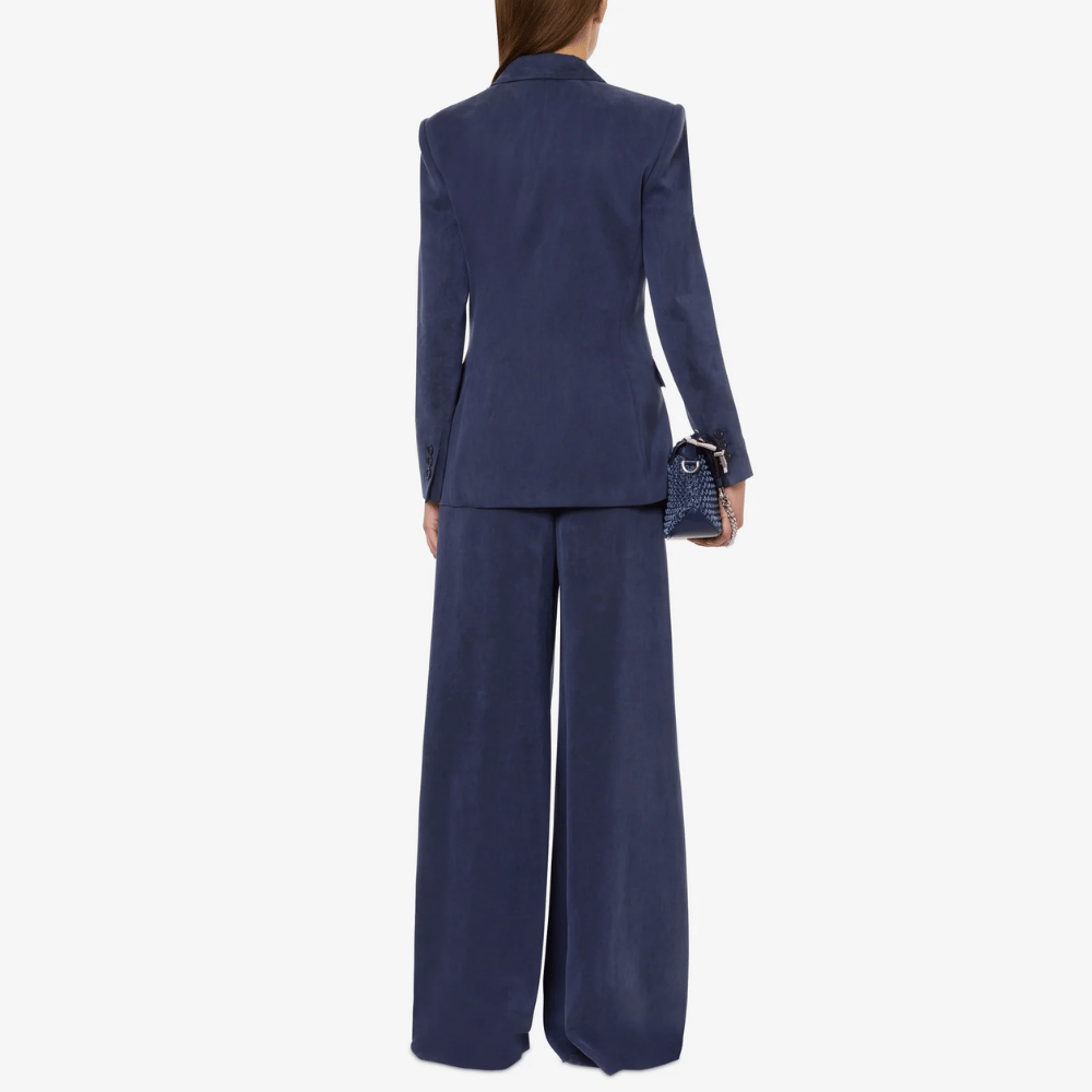 Alberta Ferretti Washed Canvas Double-Breasted Jacket in Blue Alberta Ferretti Australia Stockist Australia Online Riada Concept Luxury Fashion Boutique