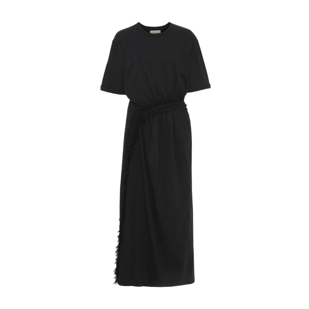 Ulla Johnson Lilia Short Sleeve Midi Dress in Black ULLA JOHNSON Designer fashion shop online and in store High End fashion boutique Sydney Australia Riada Concept