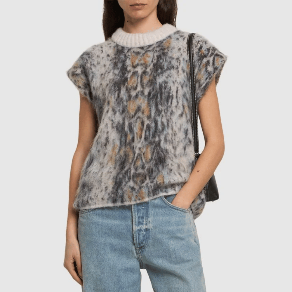 Forte Forte Plumes de Python Jacquard Alpaca Vest in Notte Blue FORTE FORTE Designer fashion shop online and in store High End fashion boutique Sydney Australia Riada Concept