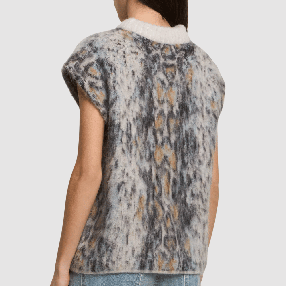 Forte Forte Plumes de Python Jacquard Alpaca Vest in Notte Blue FORTE FORTE Designer fashion shop online and in store High End fashion boutique Sydney Australia Riada Concept