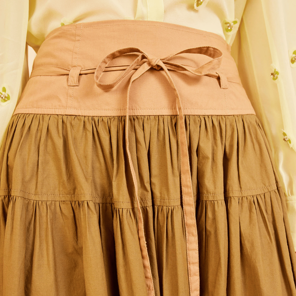 Ulla Johnson A Line Angeline Colorblock Maxi Skirt in Sahara ULLA JOHNSON Designer fashion shop online and in store High End fashion boutique Sydney Australia Riada Concept