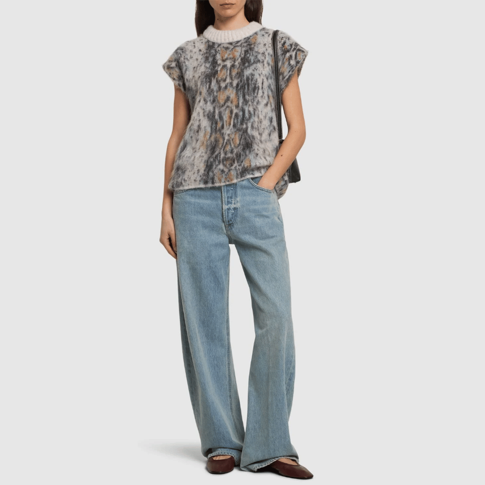 Forte Forte Plumes de Python Jacquard Alpaca Vest in Notte Blue FORTE FORTE Designer fashion shop online and in store High End fashion boutique Sydney Australia Riada Concept