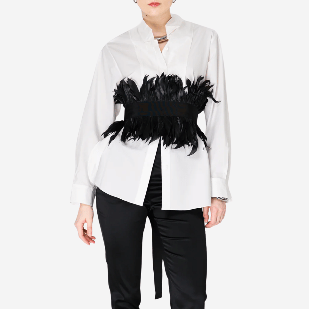 Sara Roka Grosgrain Feather Belt in Black – International designer fashion boutique Australia Riada Concept Woollahra