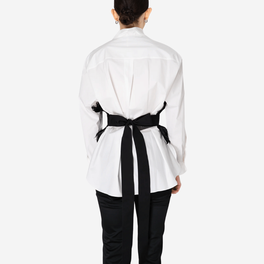 Sara Roka Grosgrain Feather Belt in Black – International designer fashion boutique Australia Riada Concept Woollahra