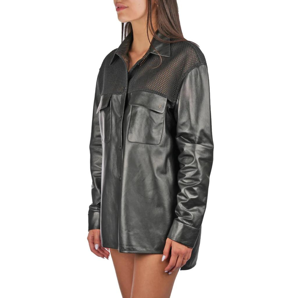 Henry Beguelin Jacket Nappa + Rete Ricamo in Nero