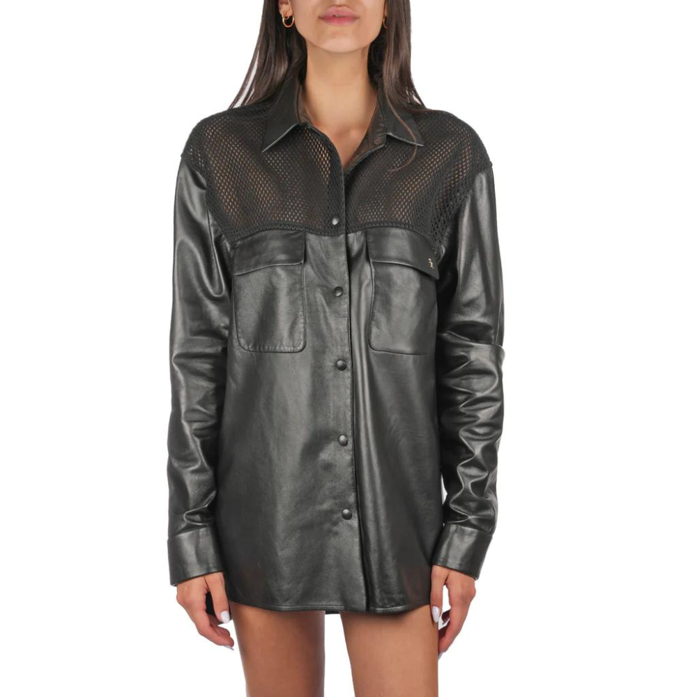 Henry Beguelin Jacket Nappa + Rete Ricamo in Nero