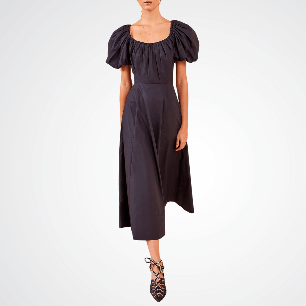 Ulla Johnson Imara Short Sleeve Midi Dress in Black ULLA JOHNSON Designer fashion shop online and in store High End fashion boutique Sydney Australia Riada Concept