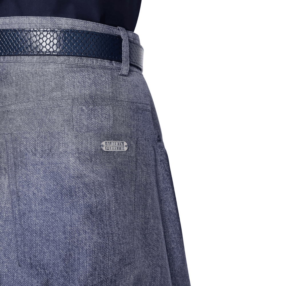 Alberta Ferretti Silk Habotai Skirt in Photographic Denim Print Alberta Ferretti Australia Stockist Australia Online Riada Concept Luxury Fashion Boutique