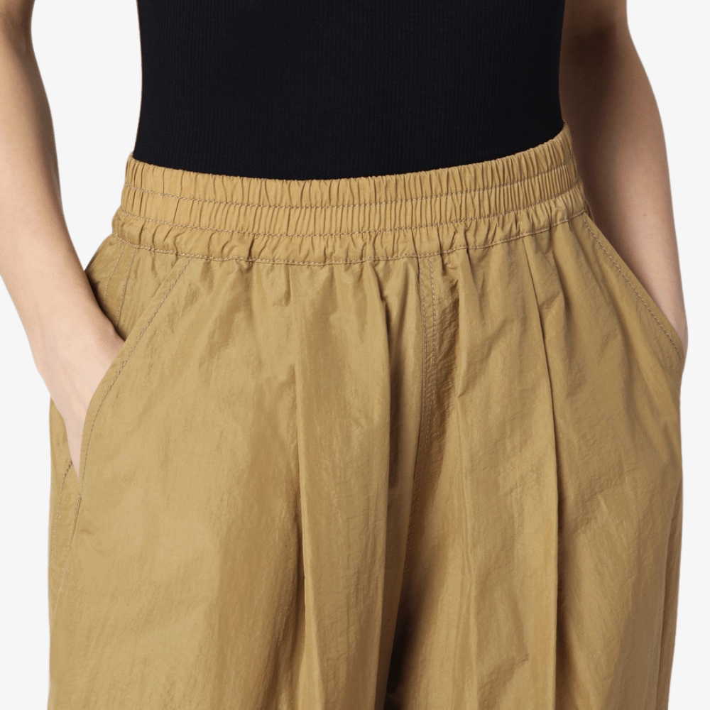 Philosophy di Lorenzo Serafini high waisted relaxed straight leg Nylon Pants in Beige, international luxury fashion brands knits sweaters available at Riada Concept Woollahra, Sydney Australia and online