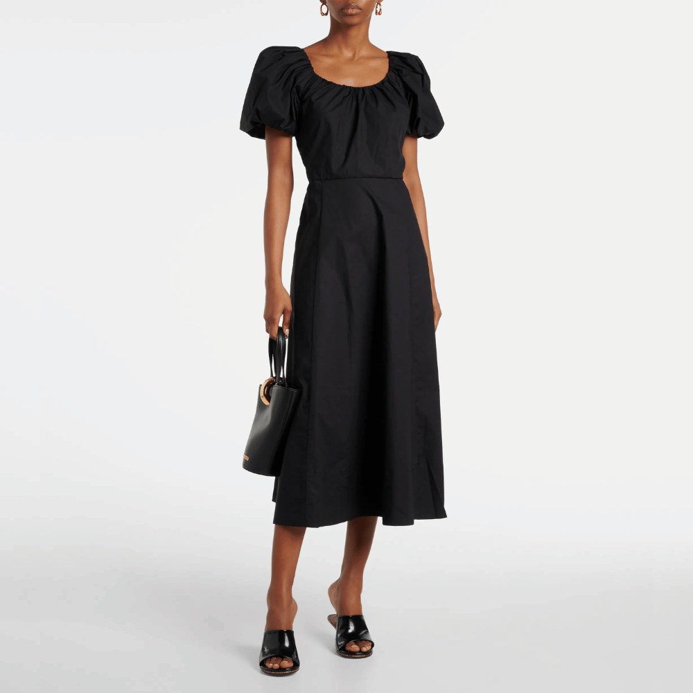 Ulla Johnson Imara Short Sleeve Midi Dress in Black ULLA JOHNSON Designer fashion shop online and in store High End fashion boutique Sydney Australia Riada Concept