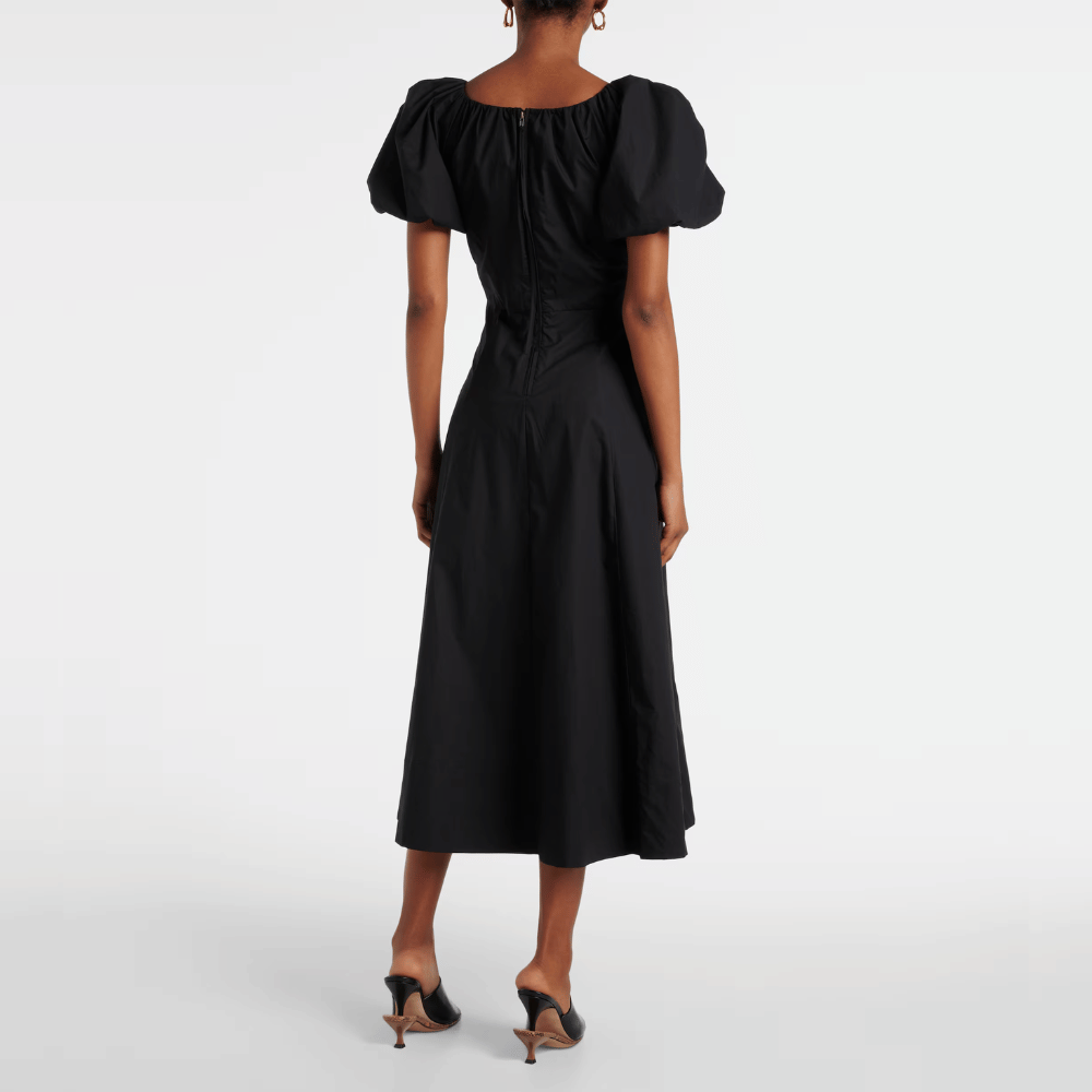 Ulla Johnson Imara Short Sleeve Midi Dress in Black ULLA JOHNSON Designer fashion shop online and in store High End fashion boutique Sydney Australia Riada Concept
