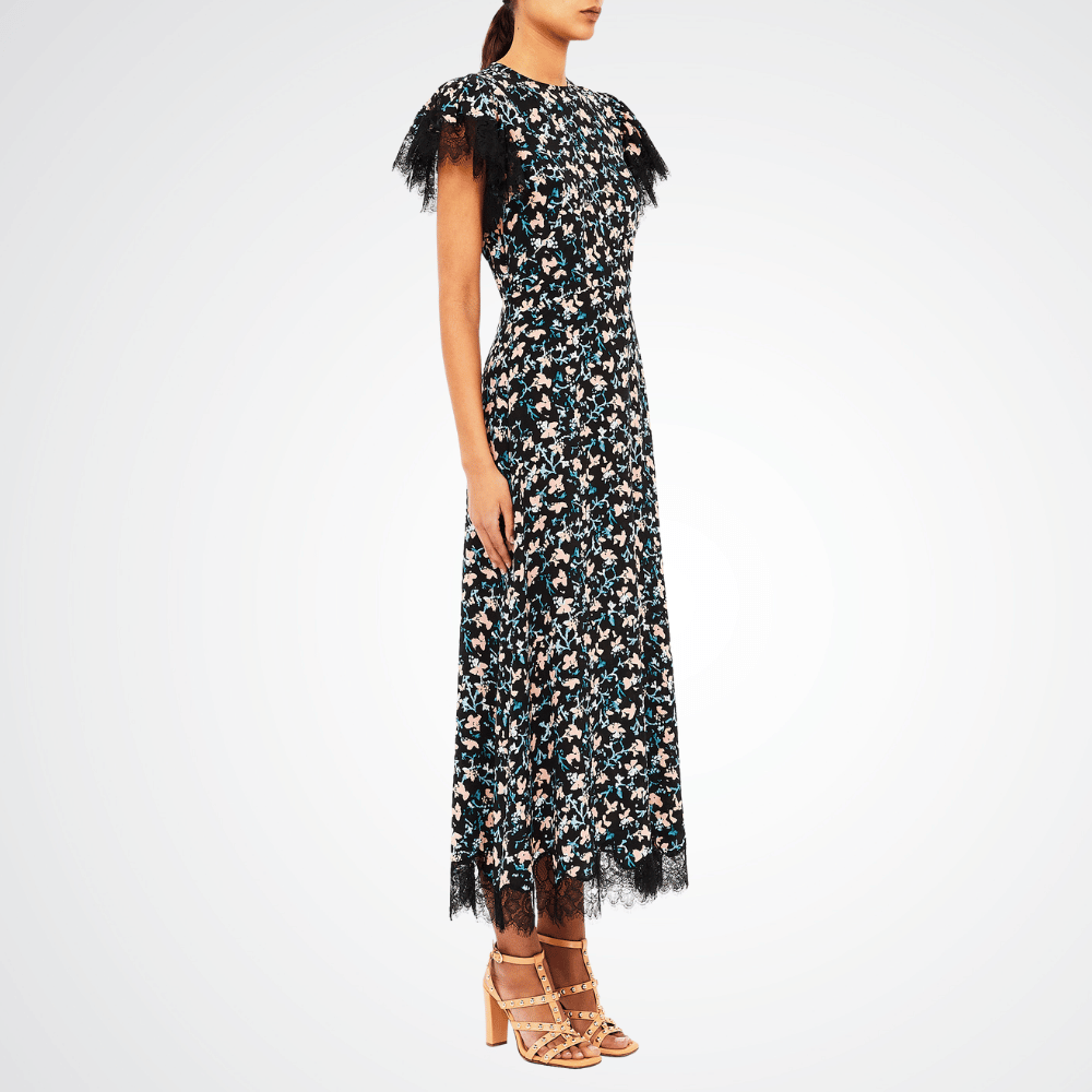 Ulla Johnson Renee Cape Sleeve Dress in Black Floral ULLA JOHNSON Designer fashion shop online and in store High End fashion boutique Sydney Australia Riada Concept